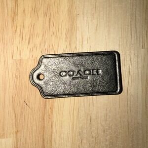 Coach Leather Luggage Tag Metallic Dark Brown Signature‎ Accent Hang Tag